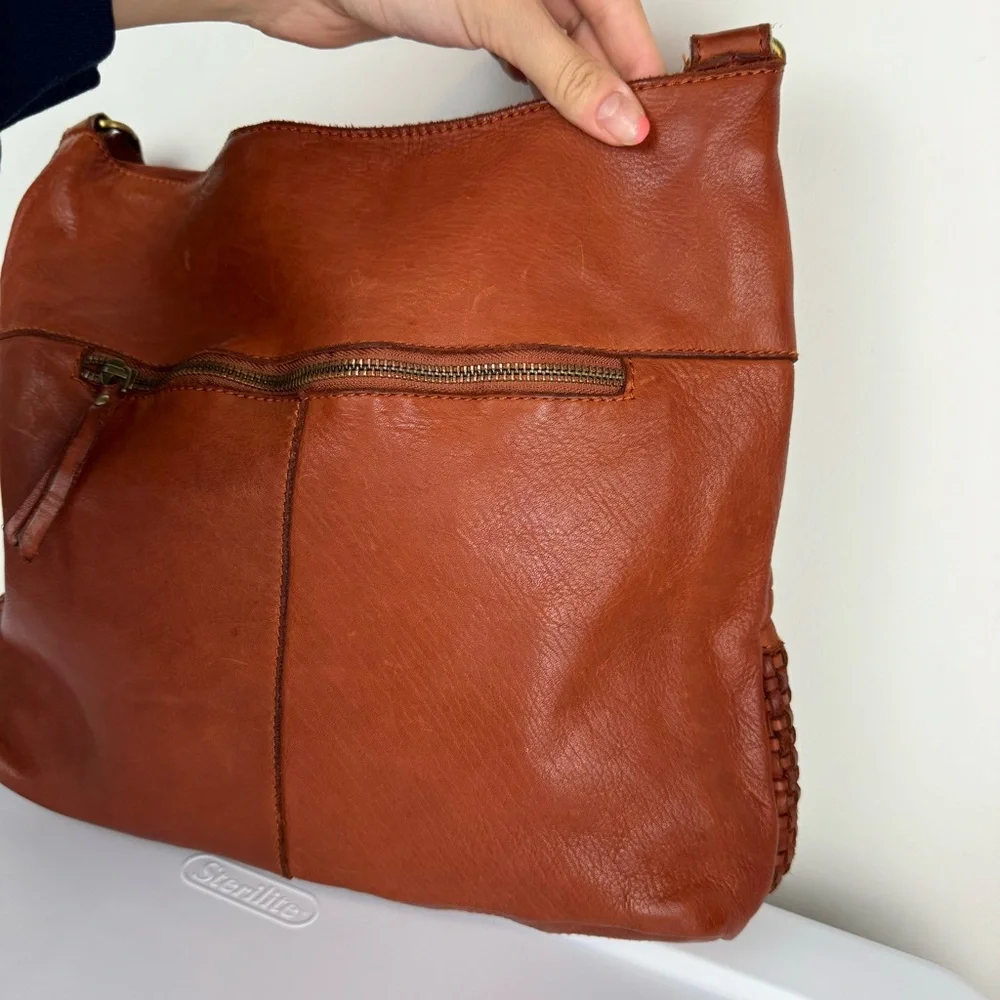 Marta Ponti Leather Woven Hobo Bag Made in Portugal Brown Slouchy